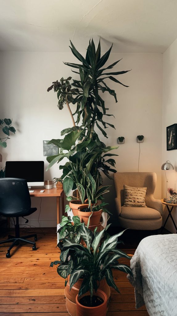 Large plants arranged in a row