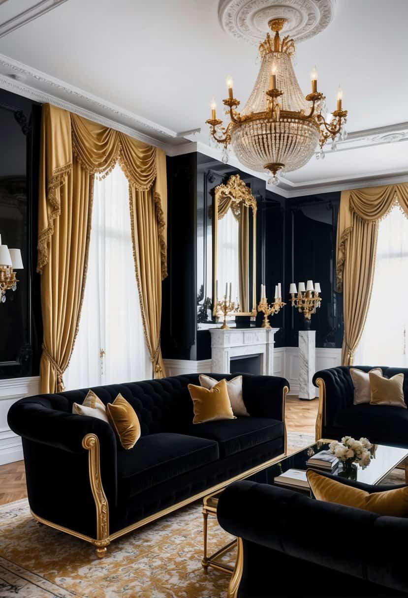 25 Luxury Black and Gold Living Room Decor Ideas