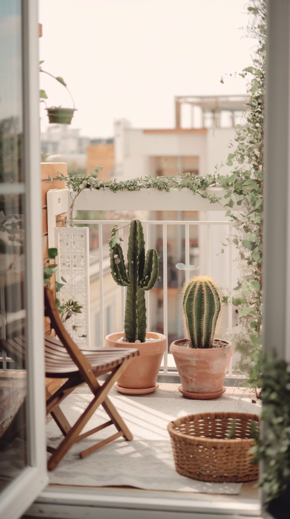 Bohemian-Inspired Balcony potted cacti