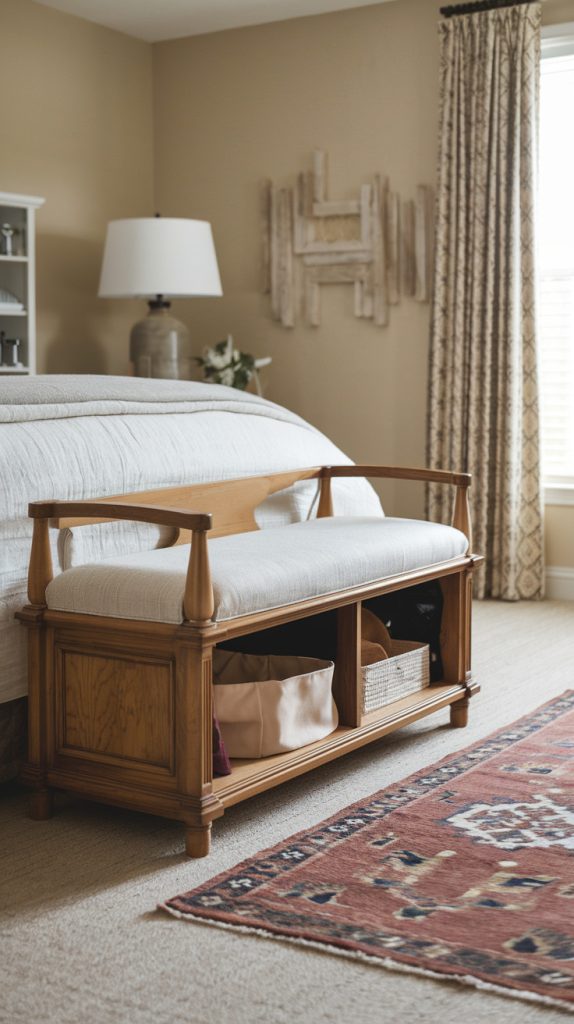 Storage Bench at the foot of bed