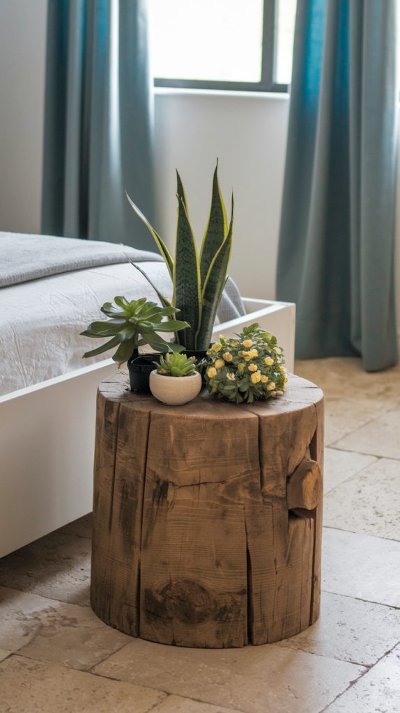 Wooden Stool with Plants