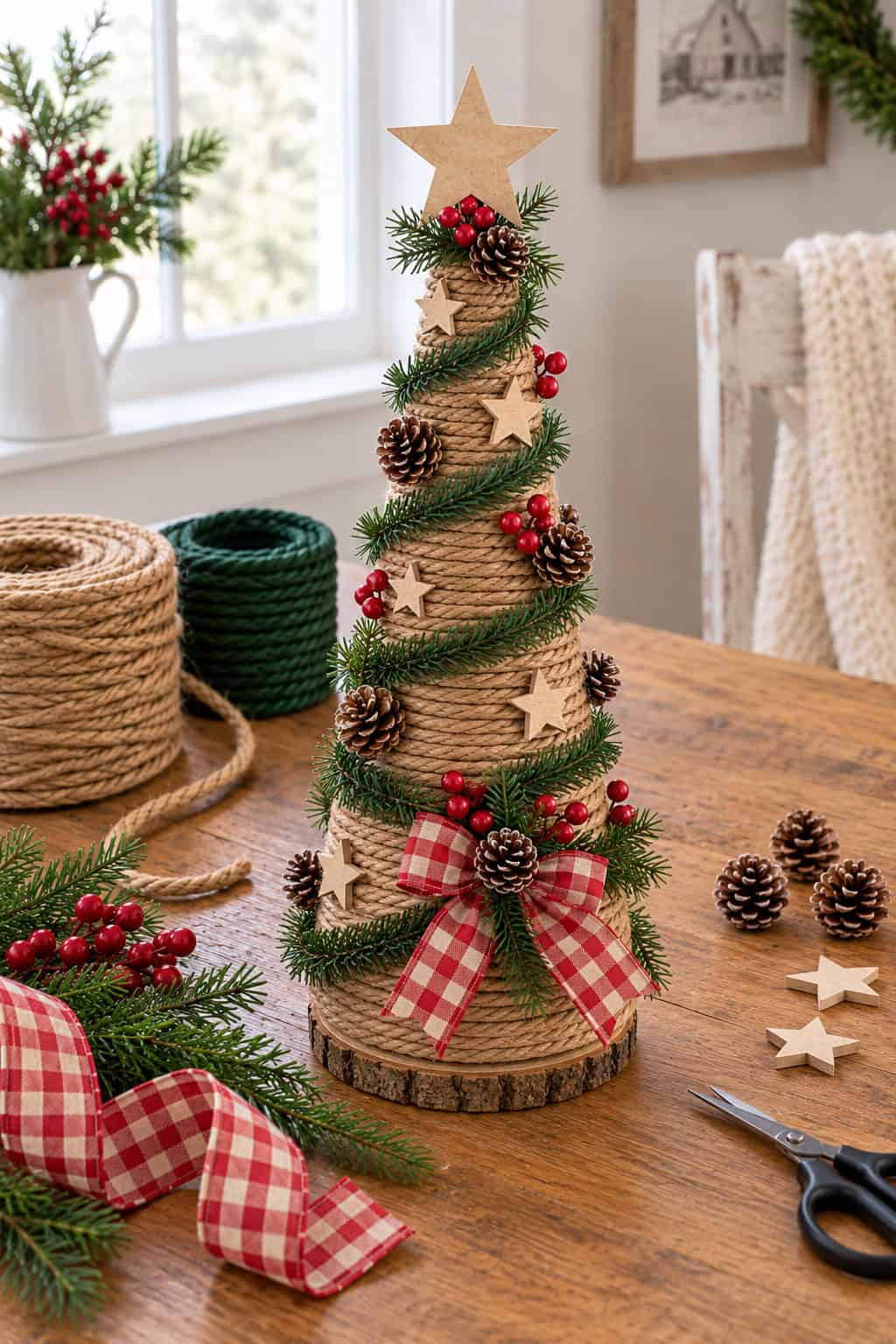 How to Make a Rustic Yarn Christmas Tree