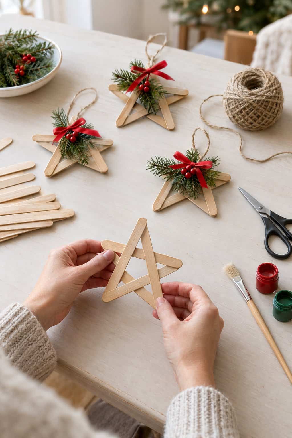 How to Make Christmas Wall Decor with Popsicle Sticks: Tree Art
