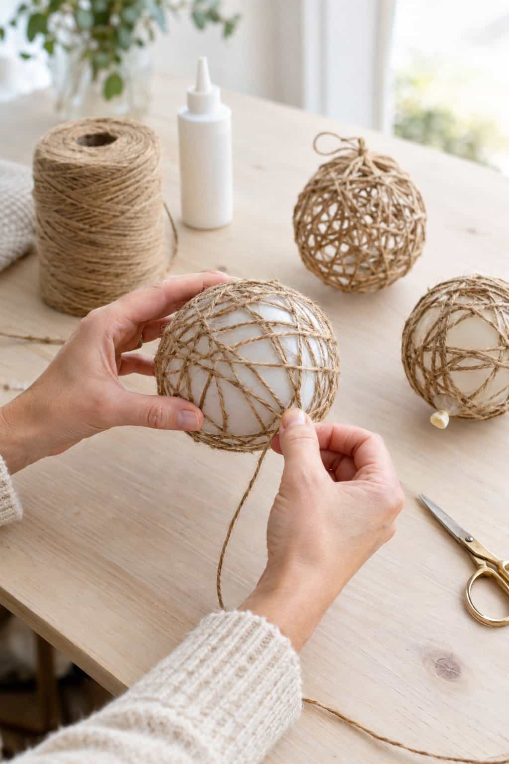 How to Make DIY Twine String Ornaments That Hold Their Shape