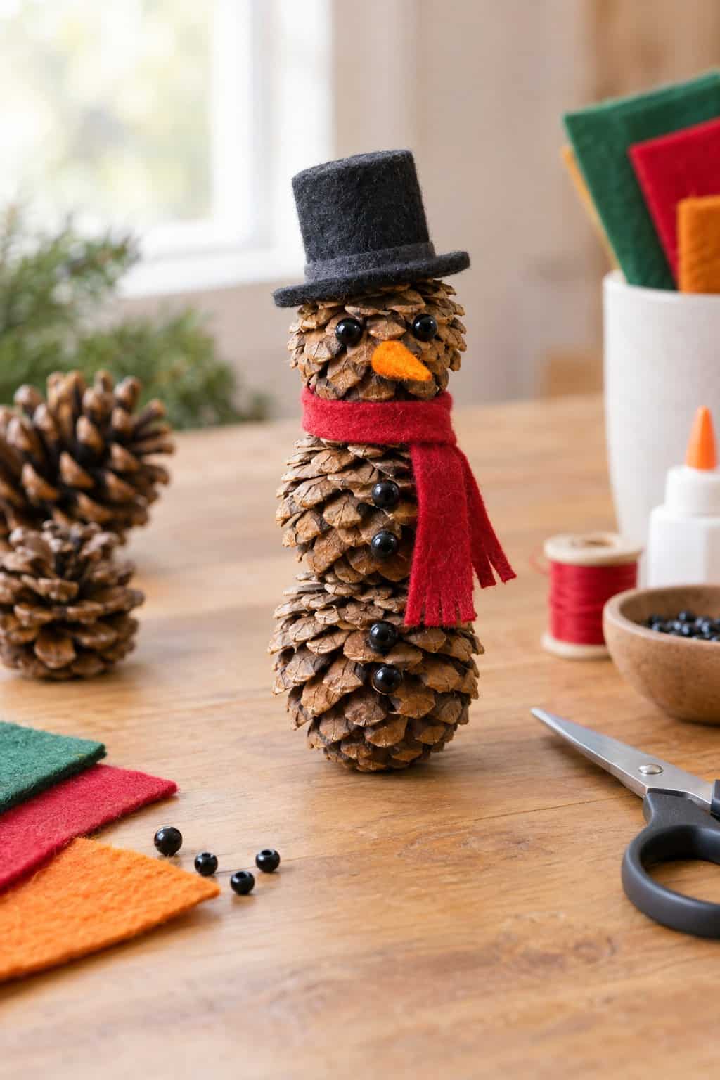 How to Make a Pinecone Snowman: Easy Ornament Craft