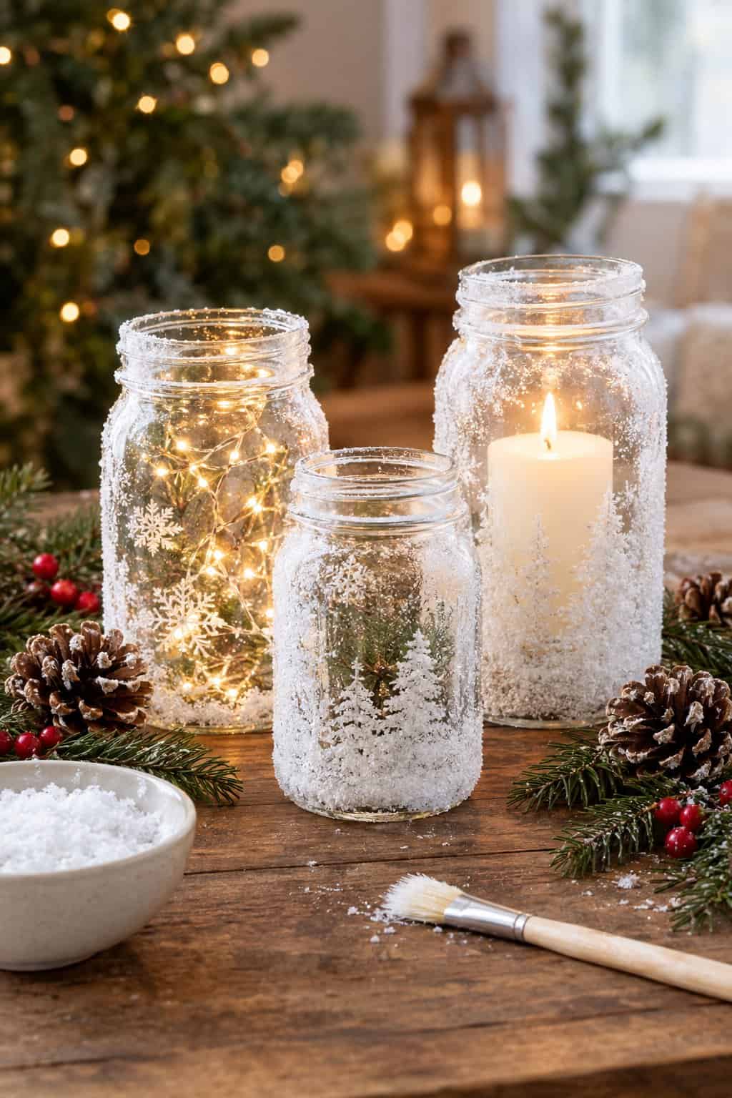 How to Make Snowy Mason Jars for Christmas: Easy DIY