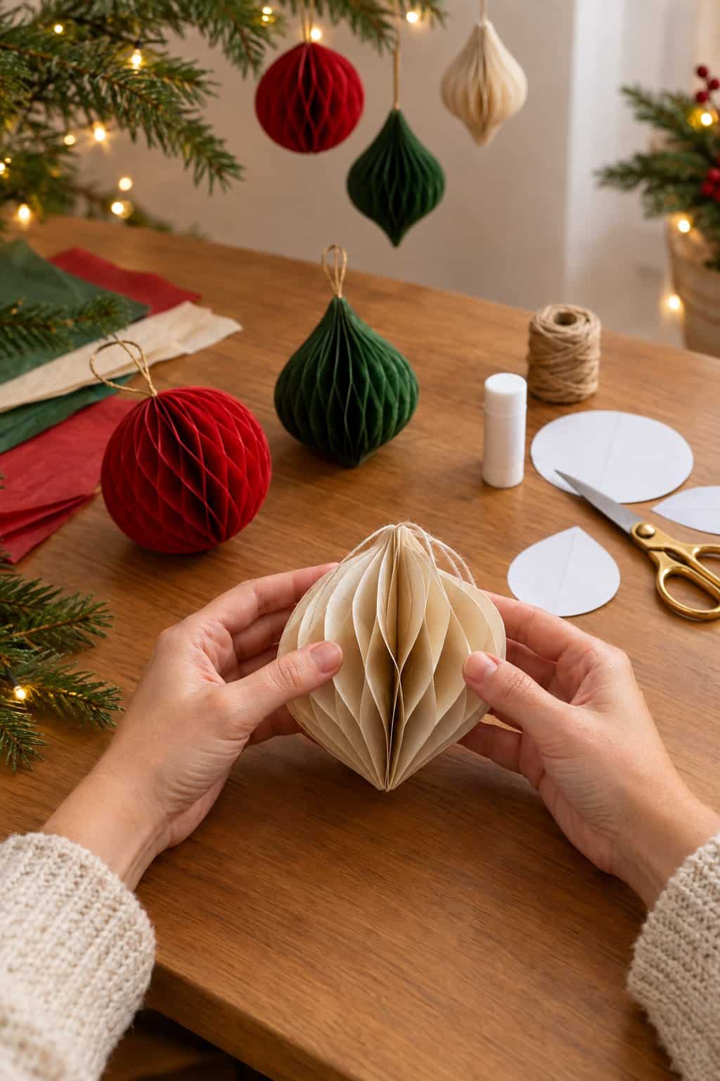 How to Make Honeycomb Paper Christmas Ornaments: Easy DIY