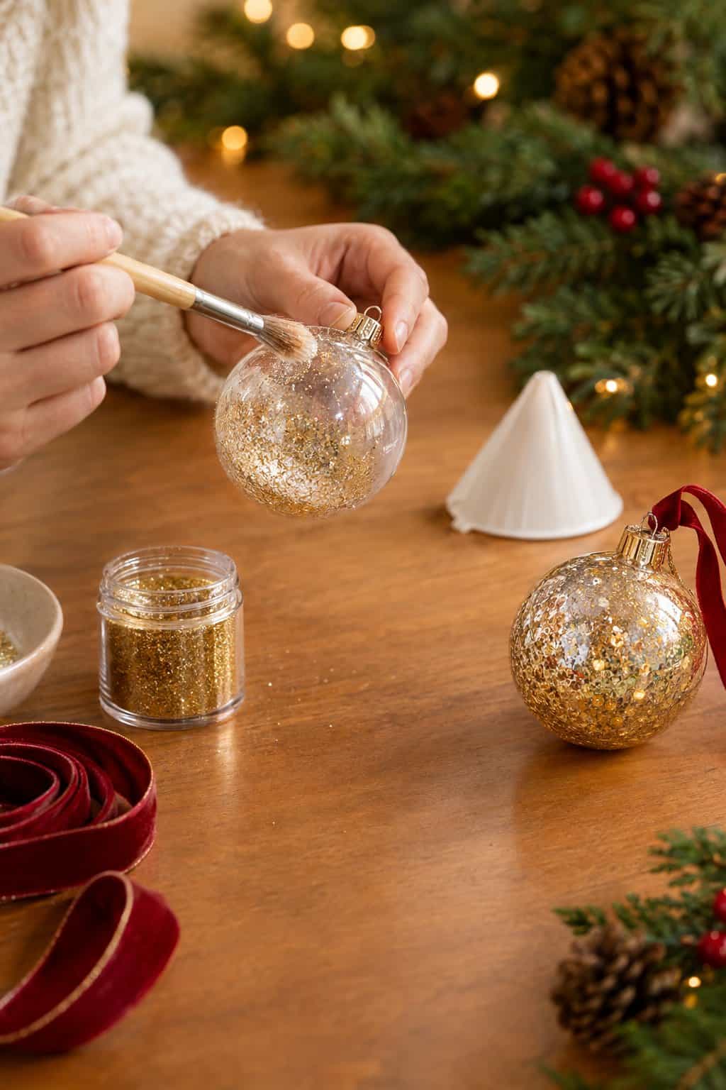 How to Make DIY Glitter Christmas Ornaments: No-Shed Method